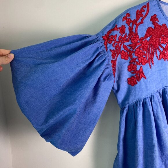 Hemant & Nandita Lianna Embroidered 100% Cotton Blouse Size Small - Picture 5 of 10